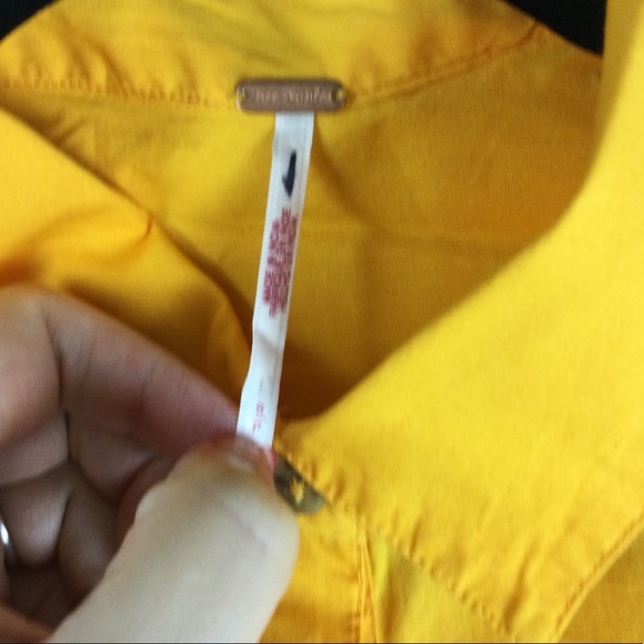 Free People Oversized Sleeveless Button Front Patch Pocket Yellow Top Size Small - Picture 3 of 11